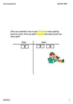 Preview of Multiplicative Comparisons ,Step-by-Step SMARTboard Lesson, 4.OA.1, 4.OA.