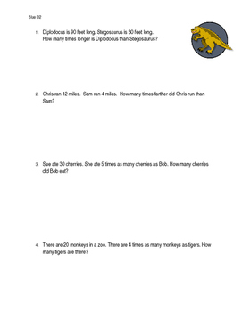 Preview of Multiplicative comparisons worksheet 4.OA.A.1