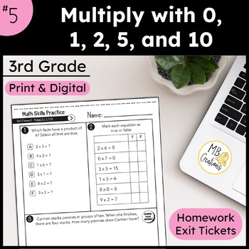 Preview of Multiplication Practice - Times 0, 1, 2, 5, 10 - iReady Math 3rd Grade Lesson 5