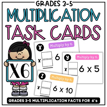 Preview of Multiplication Task Cards + Coloring Activities {Multiply 6’s}