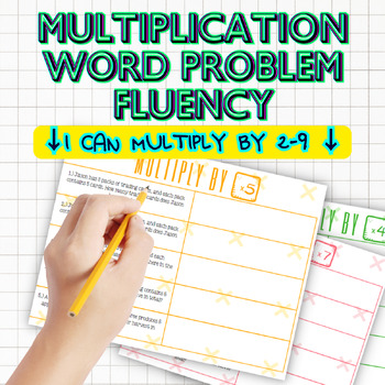 Preview of Multiply 2 3 4 5 6 7 8 9 Word Problem Set Math Fluency Grade May Spring Facts