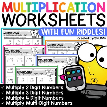 Preview of Multi Digit Multiplication Practice Worksheets Multiply 2, 3 and 4 Digit Numbers