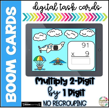 Preview of Multiply 2-Digits by 1| Boom Cards| Distance Learning