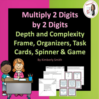 Preview of Multiply 2 Digits by 2 Digits Depth & Complexity Frame, Task Cards, Game & More