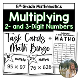 Multiply 2 and 3 Digit Numbers Task Cards and Bingo for 5t