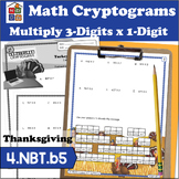 Multiply 3-digits X 1-digit Thanksgiving Cryptogram Puzzle
