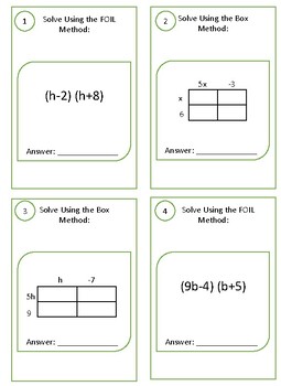 Preview of Multiply Binomials and Polynomials (Task Cards)