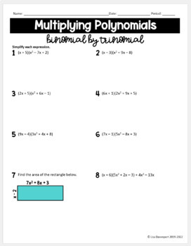 homework 3 multiplying binomials and trinomials answers