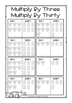 Multiply By Multiples of Ten (10) Worksheets Printables (Tens