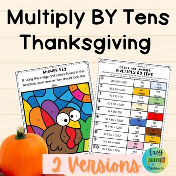 Preview of Multiply By Tens Strategies Printable Thanksgiving Edition