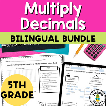 Preview of Multiply Decimals Guided Notes in Spanish & English Bilingual Bundle