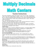Multiply Decimals Math Centers and Activities