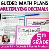 Multiply Decimals- Partial Products Guided Math Worksheets