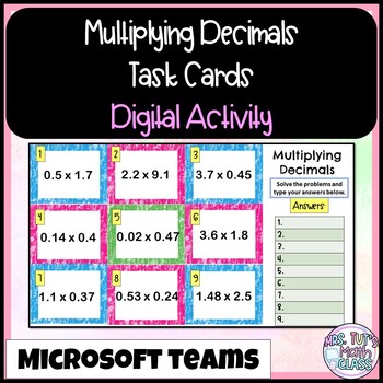 Preview of Multiply Decimals Task Cards Microsoft TEAMS