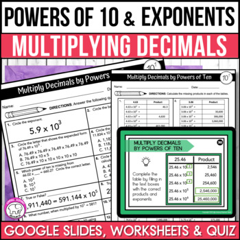 Preview of Multiply Decimals by Powers of Ten using Exponents Digital Print and Review