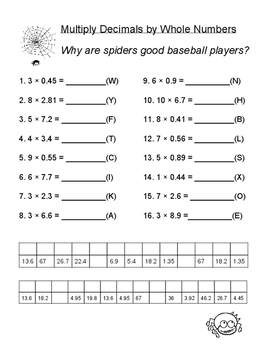 multiply decimals by whole numbers puzzle by halle timpson tpt