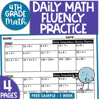 Preview of Multiply, Divide, Add, Subtract Math Facts Fluency Daily Practice 4th Grade