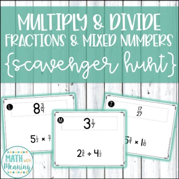 Preview of Multiply and Divide Fractions and Mixed Numbers Scavenger Hunt
