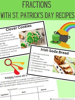 Preview of Multiply/ Divide Fractions with St. Patrick's Day Recipes!