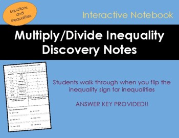 Preview of Multiply/Divide Inequality Discovery Activity