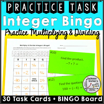 Multiply and Divide Integers Bingo Task Cards Practice Activity | TPT