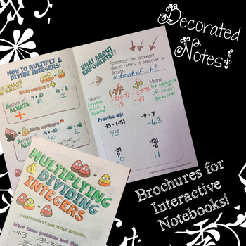 Preview of Multiply & Divide Integers - Decorated Notes Brochure for Interactive Notebooks