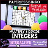 Multiply & Divide Integers Interactive Digital Bingo Game 