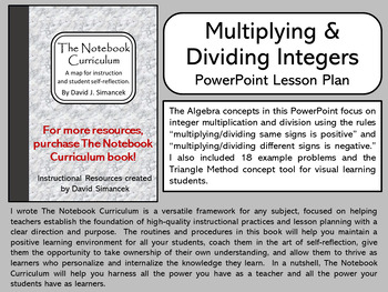 Preview of Multiply & Divide Integers - The Notebook Curriculum Lesson Plans