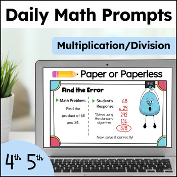 Preview of 4th Grade Math Warm Up - Multiplication & Division Number Talks - Paperless Work