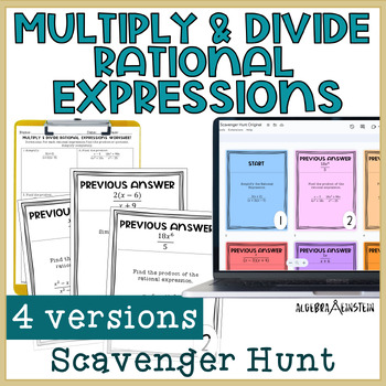 Preview of Multiply, Divide, Simplify Rational Expression Scavenger Hunt Algebra 2 Activity