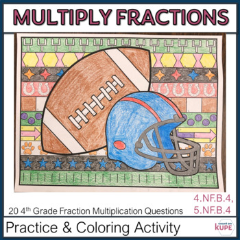Preview of Multiply Fractions 4th Grade Math for Football Season, Big Game Math Activity