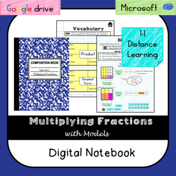 Preview of Multiply Fractions Digital Notebook (VA SOL 6.5ab) - Video Lessons! - Distance