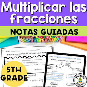 Preview of Multiply Fractions Guided Notes 5th grade in Spanish Multiplicar fracciones