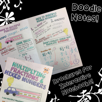 Preview of Multiply Fractions & Mixed Numbers - Decorated Notes Brochure for INB