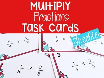 Preview of Multiply Fractions Task Cards Freebie