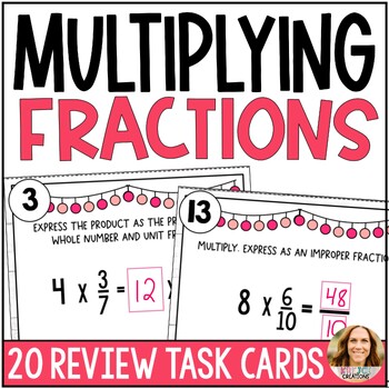 Preview of Multiply Fractions by Whole Numbers Review Task Cards - 4th Grade Math Center