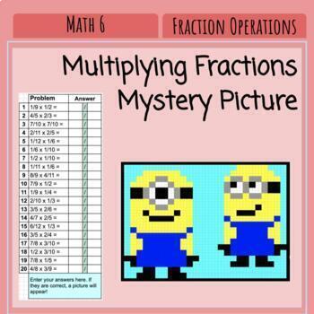 Preview of Multiply Fractions (no simplifying) - Mystery Pixel Art Picture 