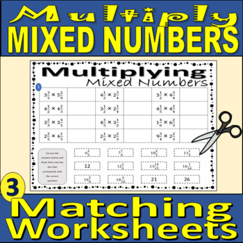 Preview of Multiply Mixed Numbers - Matching Activity - Cut and Paste