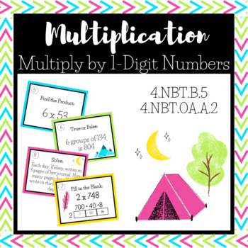 Preview of Multiply Multi-Digit by 1-Digit Numbers Task Cards | Digital & Paper Versions