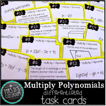 Preview of Multiply Polynomials Task Cards {Freebie}
