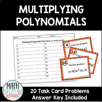 Preview of Multiplying Polynomials Task Cards Activity