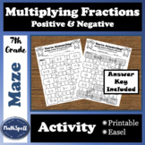 Multiplying Positive & Negative Fractions Maze | Easy to C