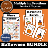 Multiply Positive & Negative Fractions | Matching Cards & 