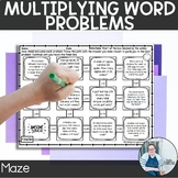 Multiply Three Digit Numbers Maze TEKS 5.3b Station Word Problems