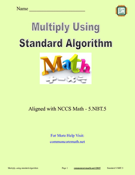 Preview of Multiply Using Standard Algorithm - 5.NBT.5