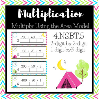 Preview of Multiply Using the Area Model Task Cards | Digital & Paper Versions