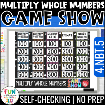 Preview of Multiply Whole Numbers Game Show - 4th Grade Math Test Prep 4.NBT.5