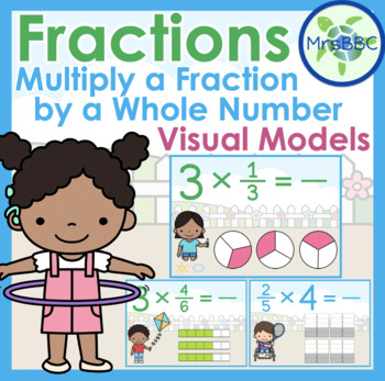 Preview of Multiply a Fraction by a Whole Number Visual Models Digital Boom Cards™