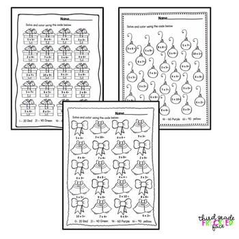 Multiply and Color- December Themed Multiplication Worksheets | TpT