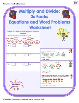 Preview of Multiply and Divide: 3s Equations and Word Problems Worksheet